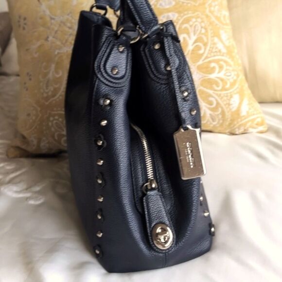 COACH Edie 31 Silver Stud/Floral Rivets Classic Handbag - Picture 3 of 16